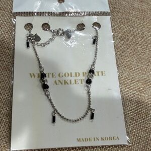 Elegant Silver and Black Anklet